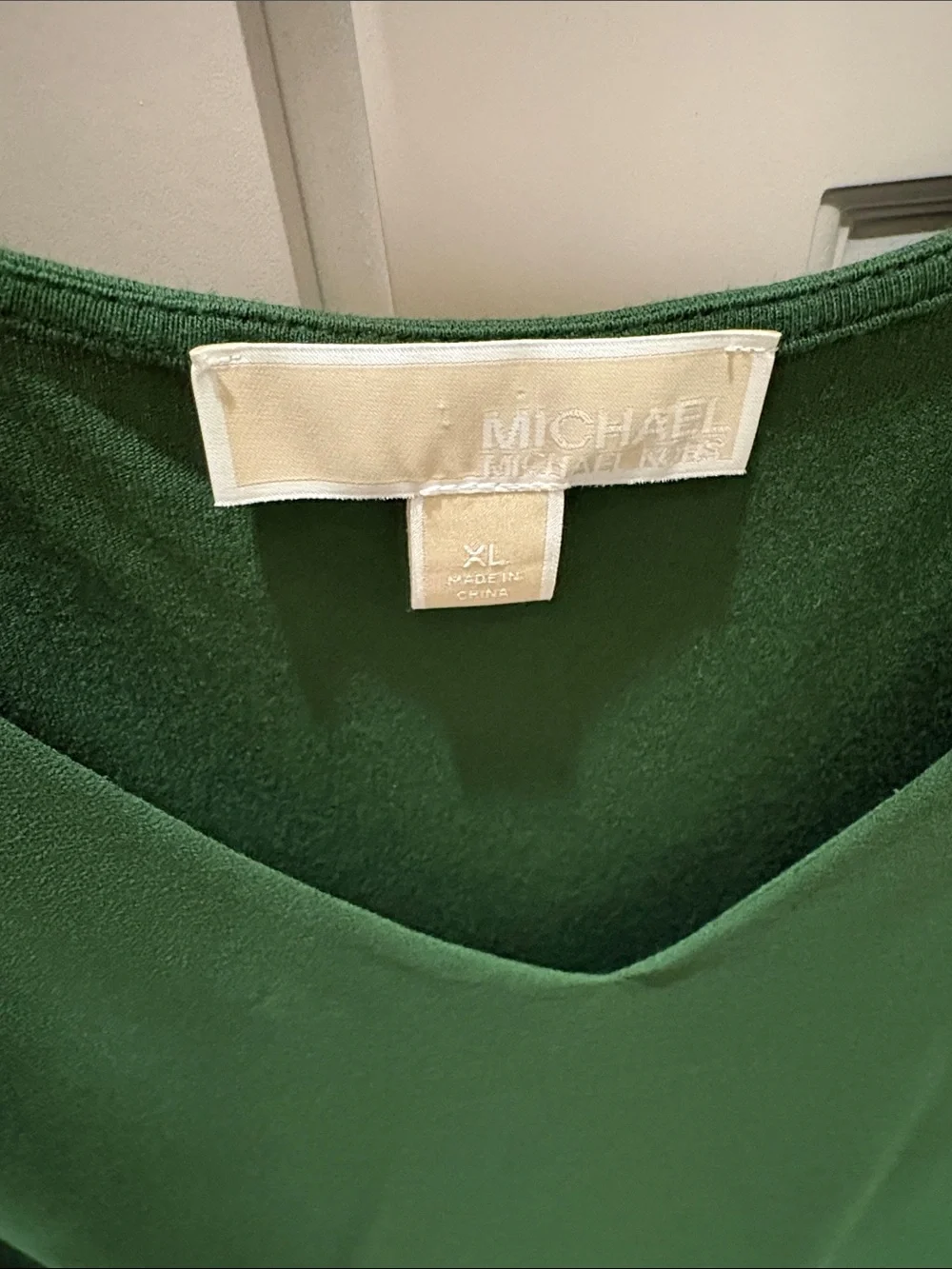 Michael Kors Emerald Green V-Neck Layered Blouse